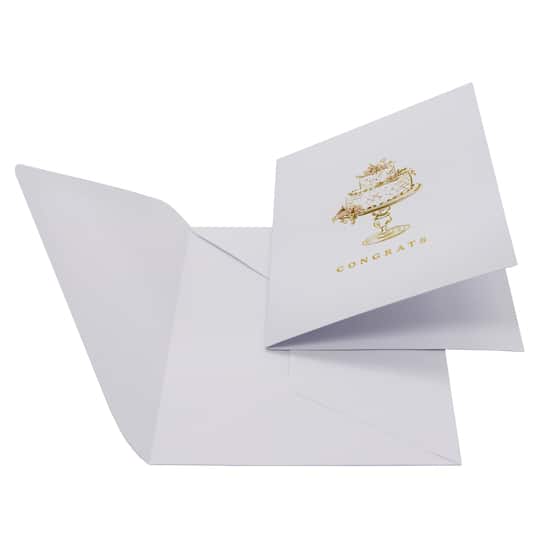 Gold Wedding Cake Congrats Blank Greeting Card Set by Celebrate It™